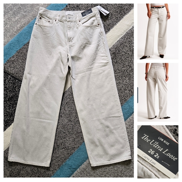 Abercrombie & Fitch Denim - Abercrombie Curve Love Ultra Loose Low Rise Jeans,  Size 26 SHORT NWT